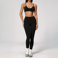 Nouvel ensemble de yoga tendance uni, taille haute, effet push-up, 2 pièces, anti-transpiration, pour activités sportives en extérieur, fitness, course et gym