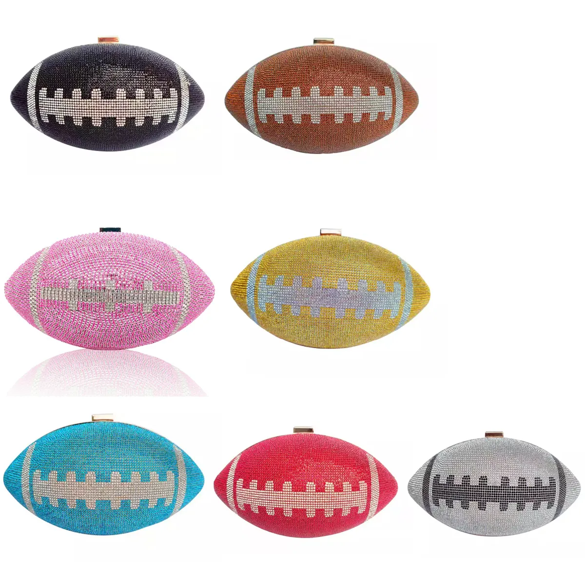New Rhinestone American football round ball purse stone bling diamond crystal evening clutch handbags ladies womens purses