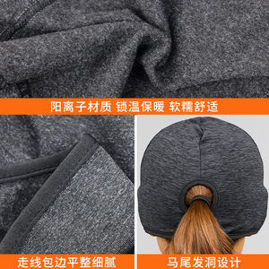 Chapeau de cyclisme chaud automne-hiver, doublé polaire, avec ouverture pour queue de cheval, casquette de sport, ski, course à pied, respirant, pour femme, garde au chaud - Product Image 3