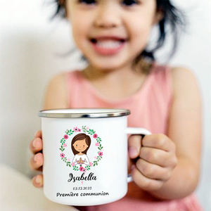 Taza personalizada de chocolate caliente con nombre personalizado, <span class=keywords><strong>tazas</strong></span> de café, <span class=keywords><strong>tazas</strong></span> con asa, favores para niños, regalo de fiesta de primera comunión - Product Image 1