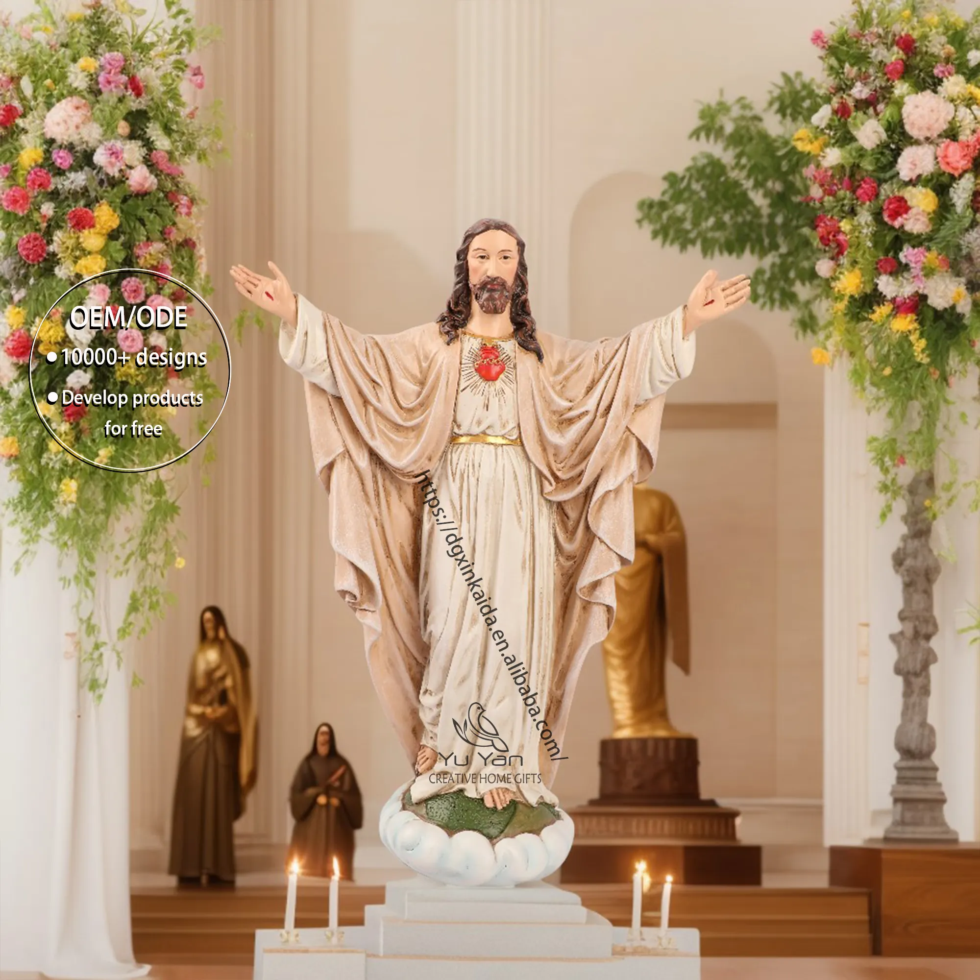 Factory wholesale catholic religious statues resin christian religious modern decorative jesus christ statue plastic mold