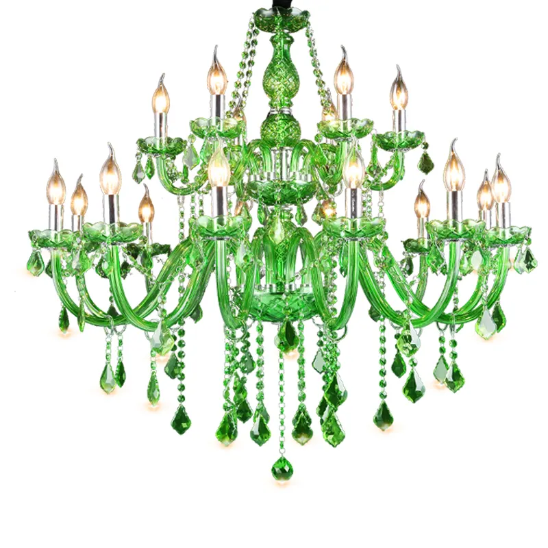 HITECDAD shiny modern fashion crystal chandelier for coffee shop shopping mall dinning room green candle pendant light