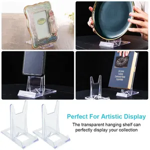 Expositor de plástico transparente, easel, suporte de exibição multifuncional para placas, celulares, fotos