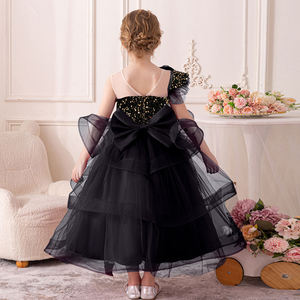 Robes pour enfants, robe de bal élégante longue en satin pour enfants, robe de princesse à paillettes jusqu'aux genoux, robe de <span class=keywords><strong>demoiselle</strong></span> <span class=keywords><strong>d</strong></span>'<span class=keywords><strong>honneur</strong></span> pour filles adolescentes, costume de mariage - Product Image 4