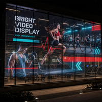 Pantalla LED Transparente de Gran Formato para Ventanas de Gimnasios, Pantalla para Ventanas de Vidrio Completas