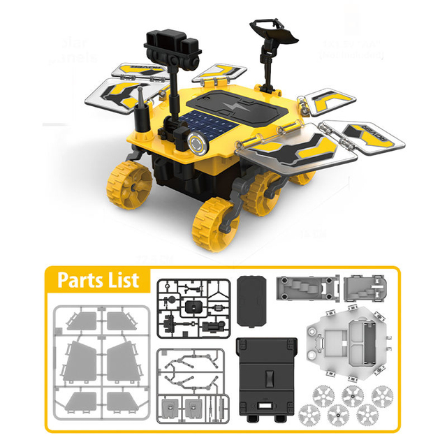 Science DIY Solar Mars Rover Kit Space Stem Toys Solar Powered Space Car Boys Educational Sunlight Powered Toys