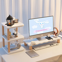 Support de moniteur de bureau en bois avec étagère de rangement pour ordinateur portable, réglable en hauteur, ergonomique, organisation pour le bureau à domicile