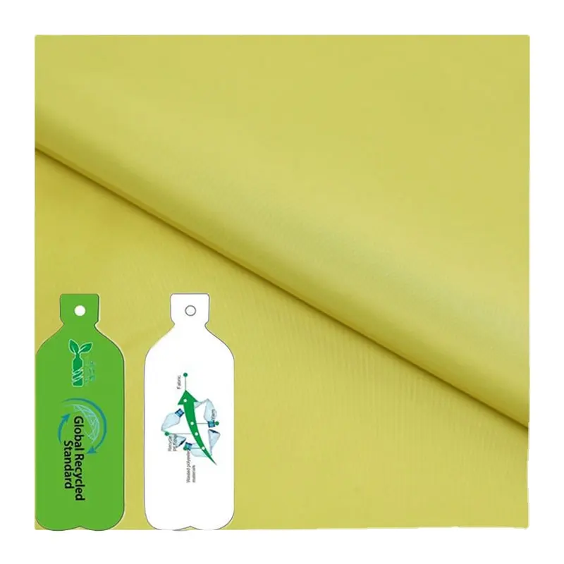 Botella de plástico 100% poliéster para chaquetas de talla grande, tela de reciclaje estándar GRS, pongee impreso, otros productos de reciclaje