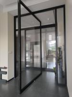 Floride Miami-Dade approuvé NFRC Style nord-américain grand panneau verre trempé aluminium moderne entrée portes pivotantes avant