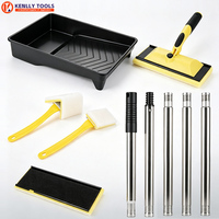Kit de brosses plates pour peinture avec manche télescopique en acier inoxydable, ensemble de brosses de nettoyage en gros pour fabricants
