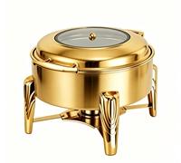 Fournitures pour restaurants et hôtels 	 Réchaud de buffet rond moderne en acier inoxydable 6 L pour buffet