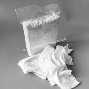 Chiffons de nettoyage industriels recyclés, chiffons blancs en coton 100% (type T-shirt), 10 kg en vrac pour le nettoyage - Product Image 1