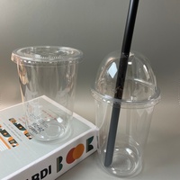 Cetak Kustom Gelas Plastik PET PP Dabba Cup 8oz 12oz 16oz, Gelas Kopi Sekali Pakai dengan Tutup dan Sedotan untuk Penggunaan Kafe