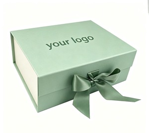 Caja de Regalo Rígida con Logotipo Personalizado, Rectangular, Cartón Color Marfil, Cinta de Satén, Impresión UV, Empaque de Alta Gama - Product Image 1