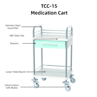 Chariot d'hôpital moderne en alliage d'aluminium et acier inoxydable Shiye TCC-15 avec roulettes silencieuses à 4 roues et tiroirs pour soins d'urgence
