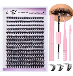 Large displacement 280 clusters D-curved DIY eyelashes segmented single cluster grafted false eyelashes curl eyelash extension