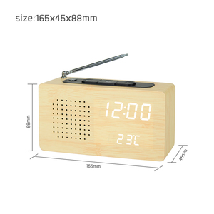 Evertop et525 mô hình cổ điển Gỗ FM Radio 3 báo động nhiệt độ đa chức năng kỹ thuật số bảng LED Đồng Hồ - Product Image 1