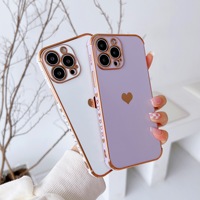 Coque de téléphone portable brillante et douce avec cœur doré imprimé, finition électroplaquée, pour iPhone 17E 17 16 15 14 13 12 Mini