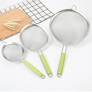 Stainless Steel <b>Mesh</b> <b>Strainer</b> With Plastic Handle For Flour Soy Milk And Bird's Nest 3 Sizes Multifunctional Kitchen Sieve - Product Image 1