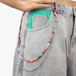 Cadena de cintura colorida con estrella de cinco puntas, de aleación de zinc, estilo playero, cadena corporal de un solo lazo, adorno retro para pantalones - Product Image 4