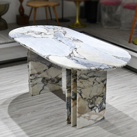 Meubles luxueux en pierre pour la maison d'hôtel table de salle à manger ovale moderne en marbre naturel de style nordique italien avec grand marbre blanc