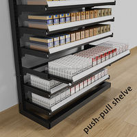 Présentoir de Magasin de Tabac en Métal Simple Face, Léger, à Pousser/Tirer, pour Cigarettes, Taille Personnalisée, Unités d'Étagères Métalliques