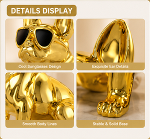 Escultura <span class=keywords><strong>de</strong></span> Bulldog Francés con Baño <span class=keywords><strong>de</strong></span> Oro <span class=keywords><strong>de</strong></span> Lujo Nórdico BSA, Gafas <span class=keywords><strong>de</strong></span> Sol, Artesanía <span class=keywords><strong>de</strong></span> Resina, Decoración para Sala <span class=keywords><strong>de</strong></span> Estar - Product Image 3