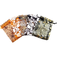 Bolsas de Organza Transparentes con Diseño de Telaraña y Calavera para Regalos de Halloween, Dulces, Joyería y Recuerdos de Fiesta