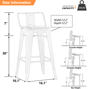 Ensemble JBD-9 <span class=keywords><strong>de</strong></span> <span class=keywords><strong>4</strong></span> tabourets <span class=keywords><strong>de</strong></span> <span class=keywords><strong>bar</strong></span> <span class=keywords><strong>de</strong></span> 30 pouces avec siège en <span class=keywords><strong>bois</strong></span> et dossier bas chaises <span class=keywords><strong>de</strong></span> <span class=keywords><strong>bar</strong></span> en métal noir mat au design moderne pour <span class=keywords><strong>bar</strong></span> à la maison - Product Image 6
