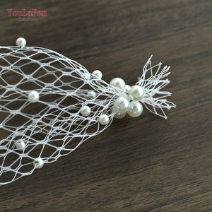 Voile de mariée YouLaPan MA08 en filet ajouré, style cage des années 90, voile en perles, masque de mariage - Product Image 5