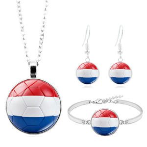 Conjunto de Joyería de 3 Piezas con la Bandera de los Países Bajos para el Partido de Fútbol 2026, Collar, Pulsera y Aretes con el Emblema Nacional, Venta al por Mayor - Product Image 1