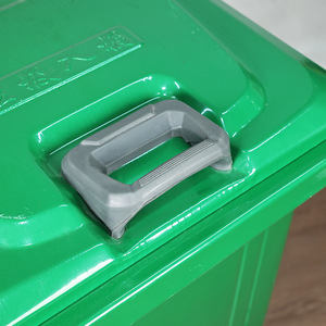 Outdoor <b>Square</b> Waste <b>Bin</b> 240L Green Metal Bucket Wheeled Durable For Outdoor Use - Product Image 3