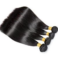 Extensiones de Cabello Liso Chino 15A, 100% Cabello Virgen Sin Procesar, Color Negro Natural, Tejido a Máquina con Doble Trama, Aspecto Suave y Abundante