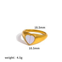 Cincin Aksesoris Wanita Berlapis Emas Asli Anti Luntur dari Baja Tahan Karat dengan Desain Geometris Hati, Perhiasan Berkualitas Tinggi