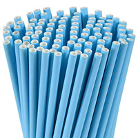 Pailles en papier jetables bleues unies non emballées, lot de 100, pour cocktails, boissons, cake pops et fournitures de fête