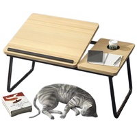 Table de lit portable pliable moderne en métal et bois pour ordinateur portable avec tiroir