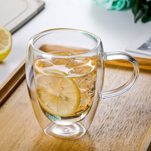 Set 4 <b>Double</b>-<b>Walled</b> Insulated Borosilicate Glass Coffee Glasses Handles 350ml Capacity Microwave Dishwasher Safe for Latte - Product Image 3
