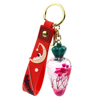 Porte-clés liquide en forme de carotte mignon, en acrylique transparent, rempli de fleurs séchées et de paillettes, pendentif de sac tendance et charmant