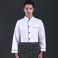 Chemise de cuisine respirante, veste de chef à fermeture à pression, uniforme de cuisine, chemises à manches longues pour restaurant