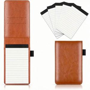 Set de Porta Libretas de Bolsillo con Tapa Dura de Cuero, Libreta Mini Portátil Tamaño A7 con Páginas Rayadas para la Escuela - Product Image 1