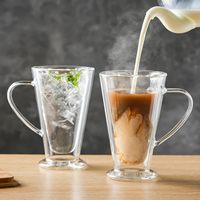 Verres à double paroi transparents résistants à la chaleur, tasse à cappuccino et latte 400 ml, verre à café à double couche en borosilicate