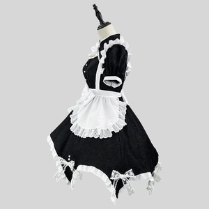 Black And White Jacquard Chinese Maid Lolita Dress Plus Size Cosplay Costume For Anime Role Playing - Product Image 2