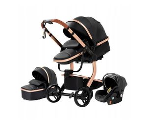 Nouvelle poussette de luxe 4 en <span class=keywords><strong>1</strong></span> pour bébé, siège <span class=keywords><strong>auto</strong></span>, sac à langer, berceau rigide premium, cadre en alliage d'aluminium léger, pliable à 360° - Product Image 3