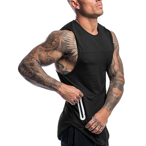 Sportswear Men Fitness Pocket <strong>Black</strong> <strong>Vest</strong> and Custom Tank Top - Product Image 1