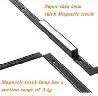 Système d'éclairage sur rail LED magnétique multi-styles ultra-mince 5 mm pour intérieur, plafond et mur, avec variateur intelligent
