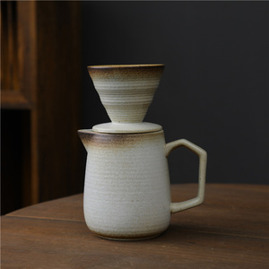 Hot Selling Coarse Pottery Handmade <b>Coffee</b> Pot Set Ceramic <b>Filter</b> Cup Brewed Drip Utensils - Product Image 5