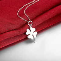 4 coeur Trèfle Fleur Collier Femmes 925 En Argent Sterling Trèfle à Quatre Feuilles Collier Bijoux