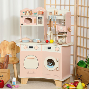 Set Giocattolo Integrato in Legno con Cucina e Macchina del Caffè <span class=keywords><strong>per</strong></span> Bambini, Gioco Veloce a Spinta <span class=keywords><strong>per</strong></span> Casa - Product Image 1