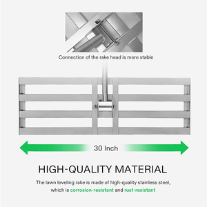 Jh-mech hiệu quả cao cấp cỏ công cụ cho mịn đất vườn sân nặng thép không gỉ 30 "cỏ san lấp mặt bằng cào - Product Image 4