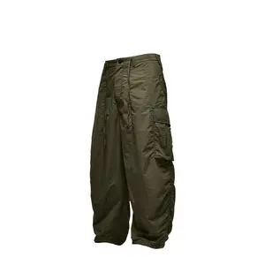 High Quality Custom Button Nylon Baggy Nylon Track Oversized Cargo Street Parachute Pants Men